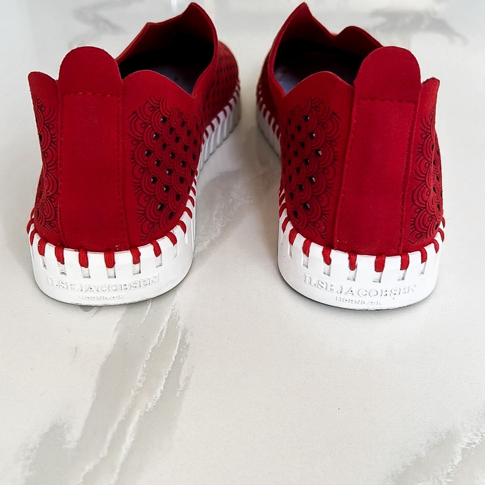Ilse Jacobsen Tulip Red & White Slip On Sneakers Womens Sz EU 42 US 11.5 - 12 - Picture 11 of 16